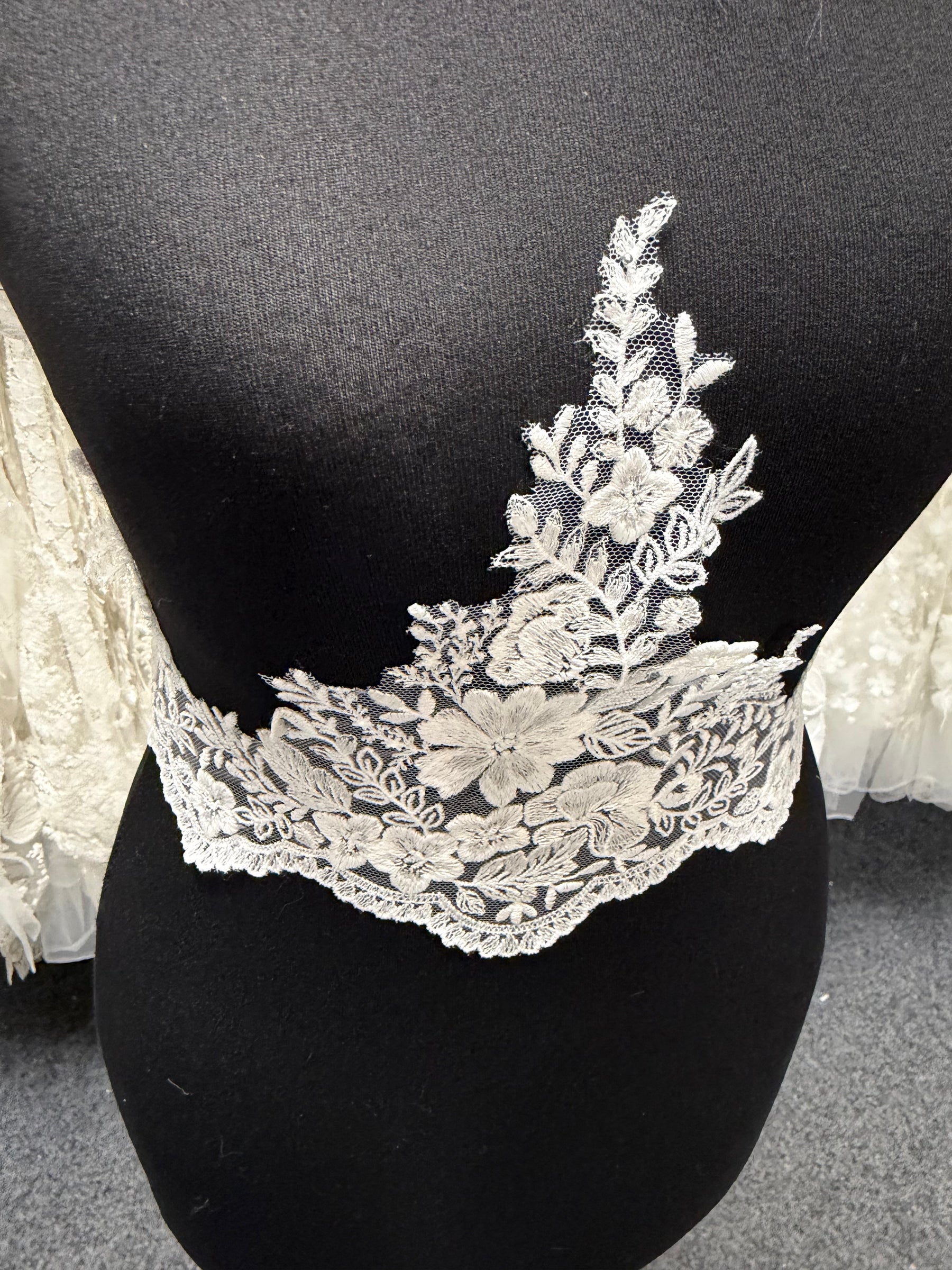 Bordure en dentelle brodée ivoire - EF4017