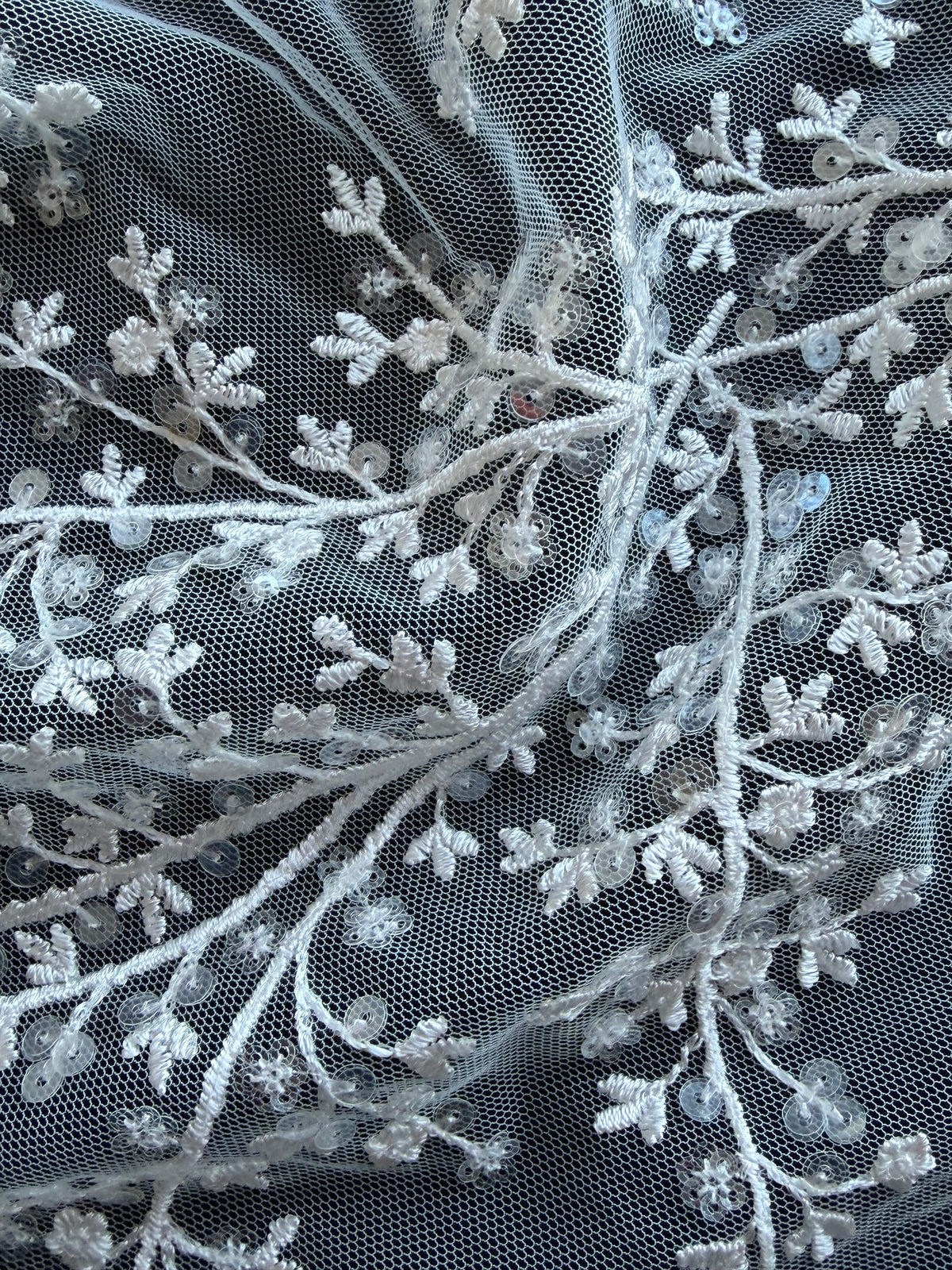 Dentelle à paillettes ivoire - EB3065