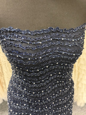 Navy Beaded Lace - P809