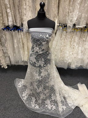 Dentelle Raschel à paillettes ivoire - EB3047