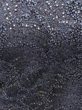 Tulle brodé de perles 3D bleu marine - EB1021