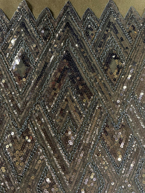 Tulle gris clair brodé de perles - EB1046
