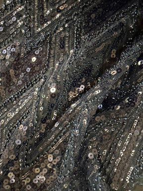 Tulle brodé de perles bleu marine - EB1046