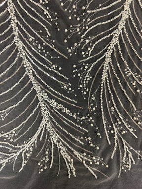 Tulle brodé de perles ivoire - EB1087