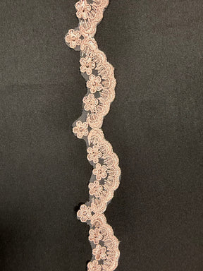 Ganse à paillettes cordée vieux rose - T713