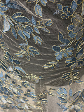 Dentelle bleue avec liseré doré - Kylar