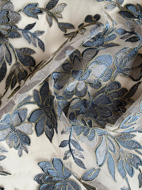 Dentelle bleue avec liseré doré - Kylar