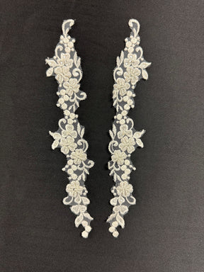 Ivory Beaded Lace Appliques - Dop