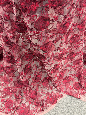 Dentelle à sequins brodée couleur vin – EB3059