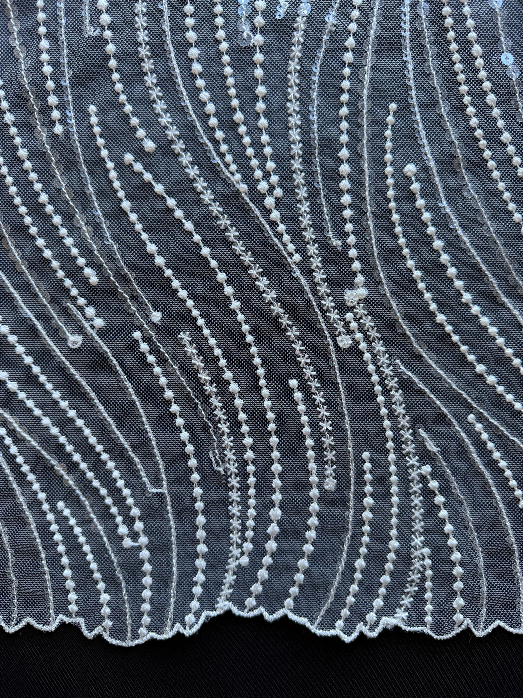 Dentelle à paillettes ivoire - EB3011