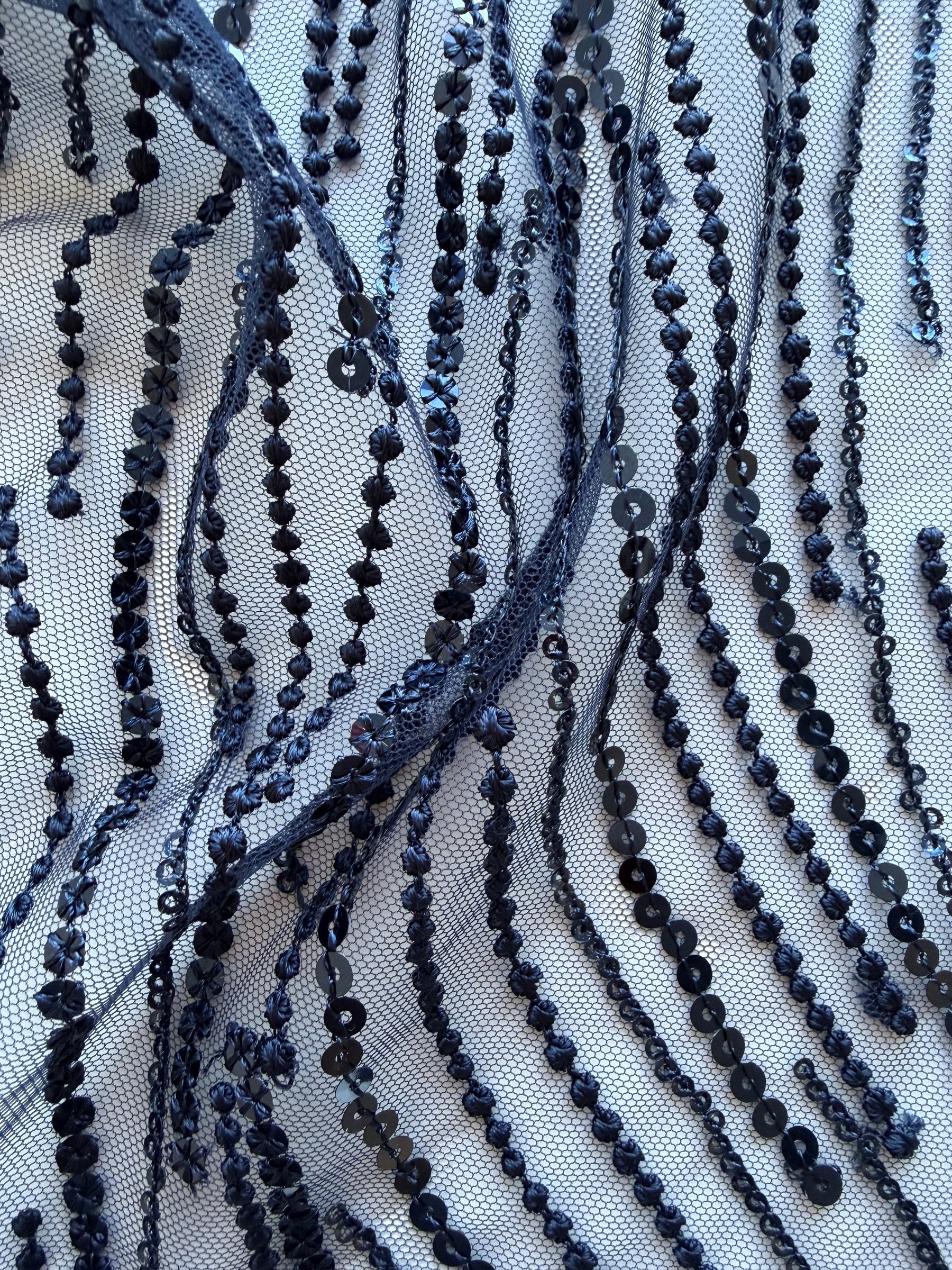 Dentelle à paillettes bleu marine - EB3011