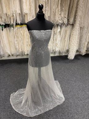 Tulle brodé de sequins ivoire – EB3020