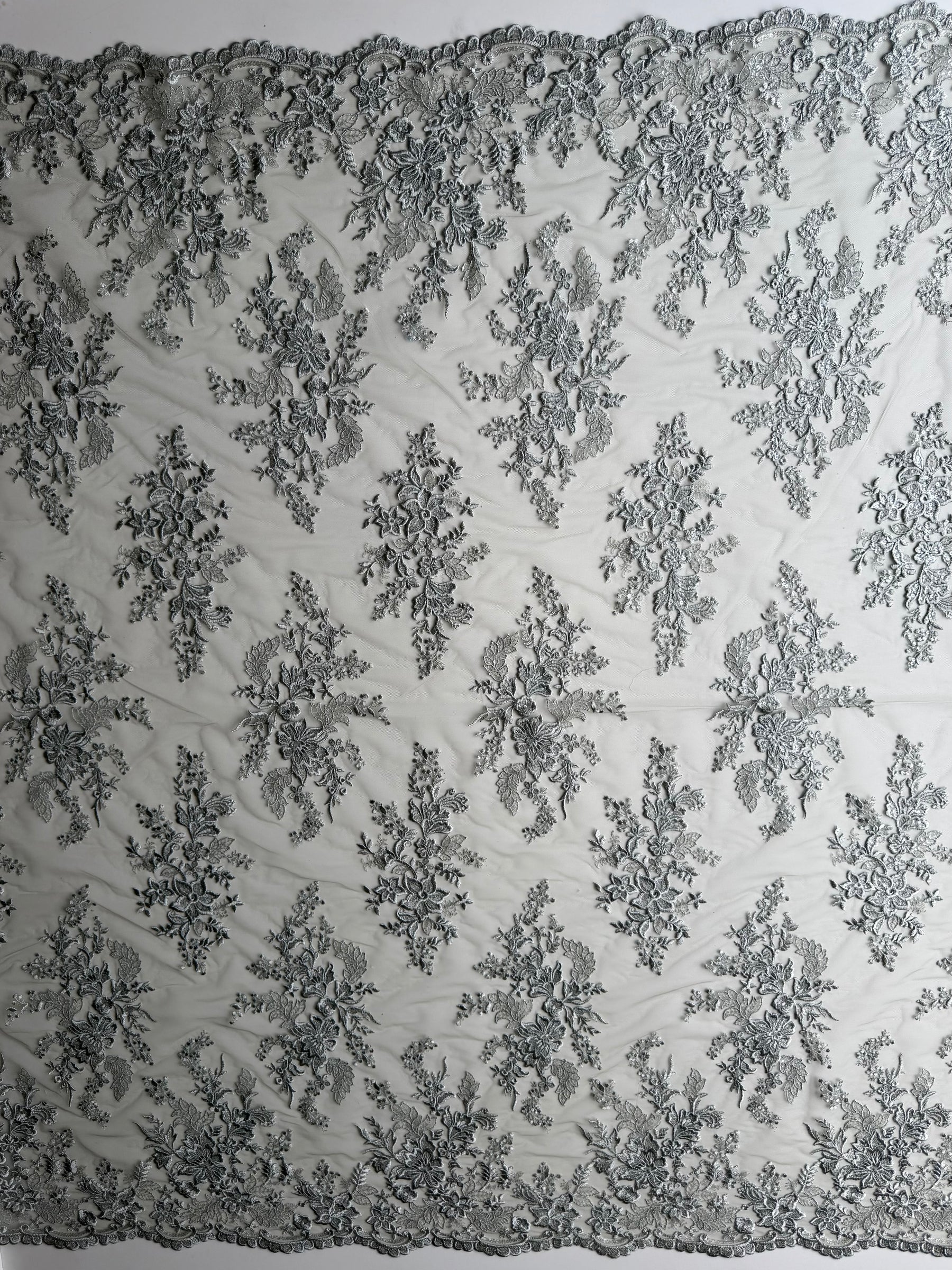 Dentelle à paillettes vert saule - EB3064