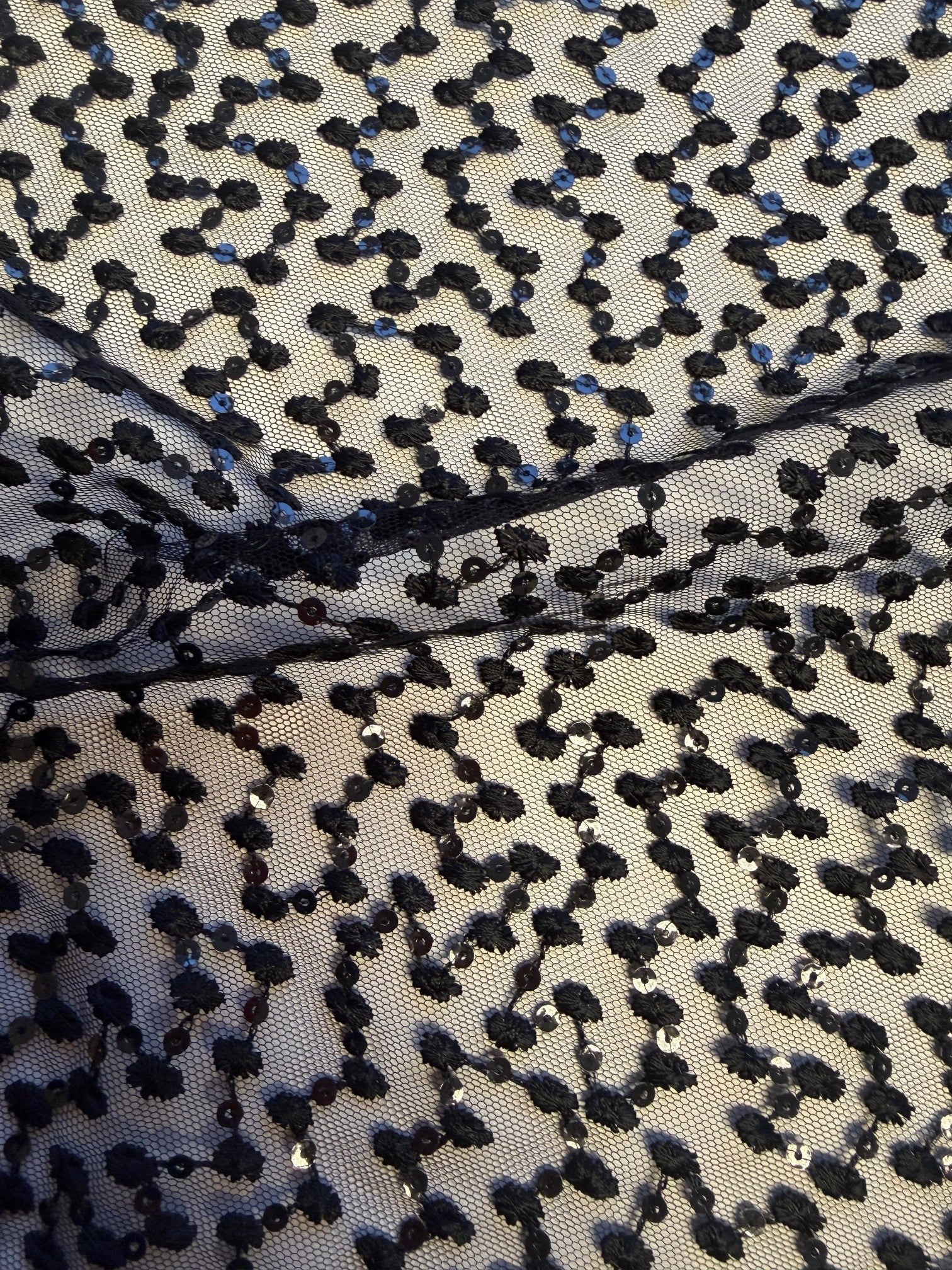Dentelle brodée de sequins noirs - EB3029