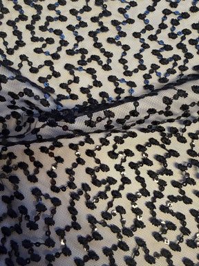 Dentelle brodée de sequins noirs - EB3029