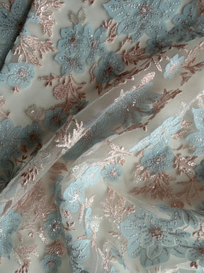 Dentelle brodée rose et bleue - EB3053