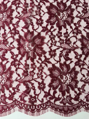 Dentelle Chantilly Rouge Métallisé - P184