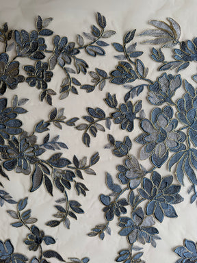 Dentelle bleue avec liseré doré - Kylar