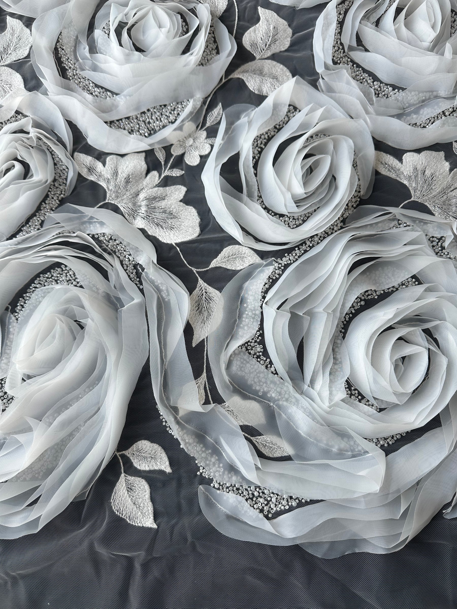 Ivory 3D Embroidered Lace - Asalla