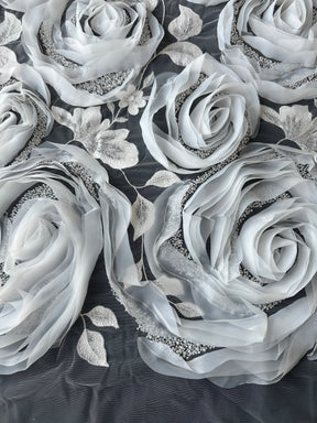 Ivory 3D Embroidered Lace - Asalla