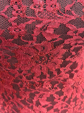 Dentelle Chantilly Rouge Métallisé - P184