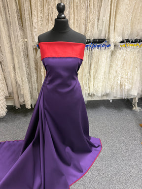 Mikado doux double face en mélange de soie rouge et violette - P608