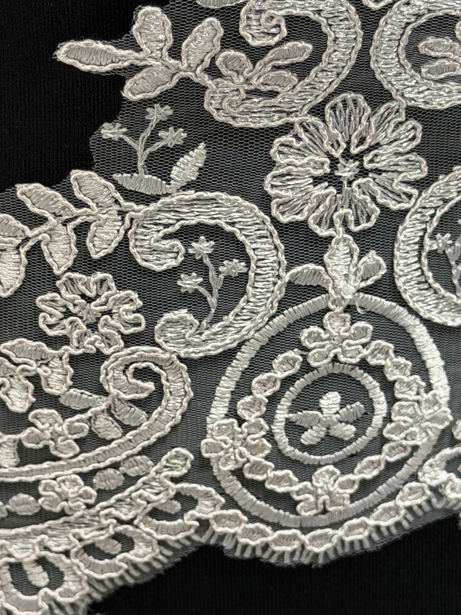 Galon de dentelle cordée grise - T623