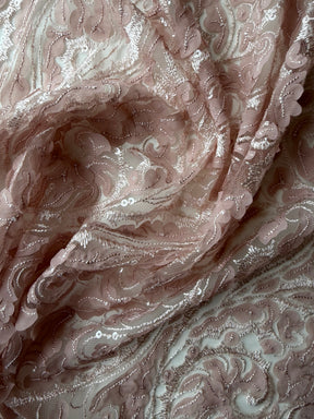Tulle à sequins brodé rose poudré – EB3008