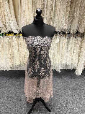 Dentelle Métallisée Française Rose Poudré - LA2003