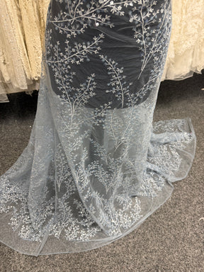 Dentelle à Paillettes Bleu Calcaire - EB3065