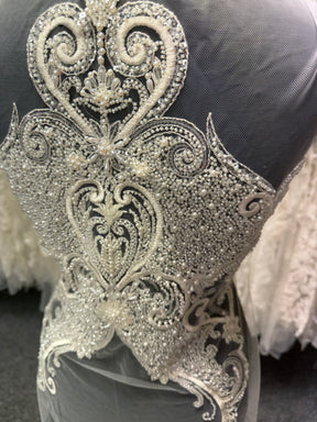 Ivory Beaded Lace Applique - MT3002