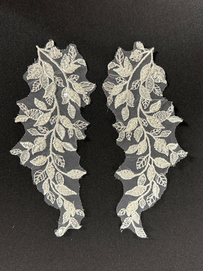 Appliques de dentelle brodée ivoire - T962