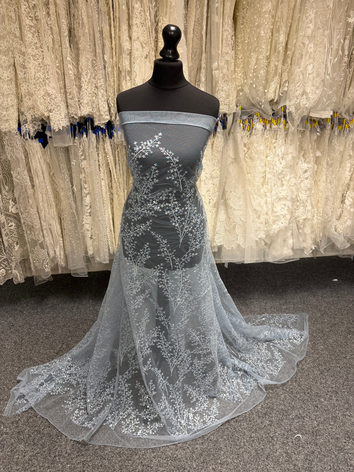 Dentelle à Paillettes Bleu Calcaire - EB3065