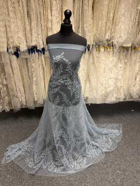 Dentelle à Paillettes Bleu Calcaire - EB3065