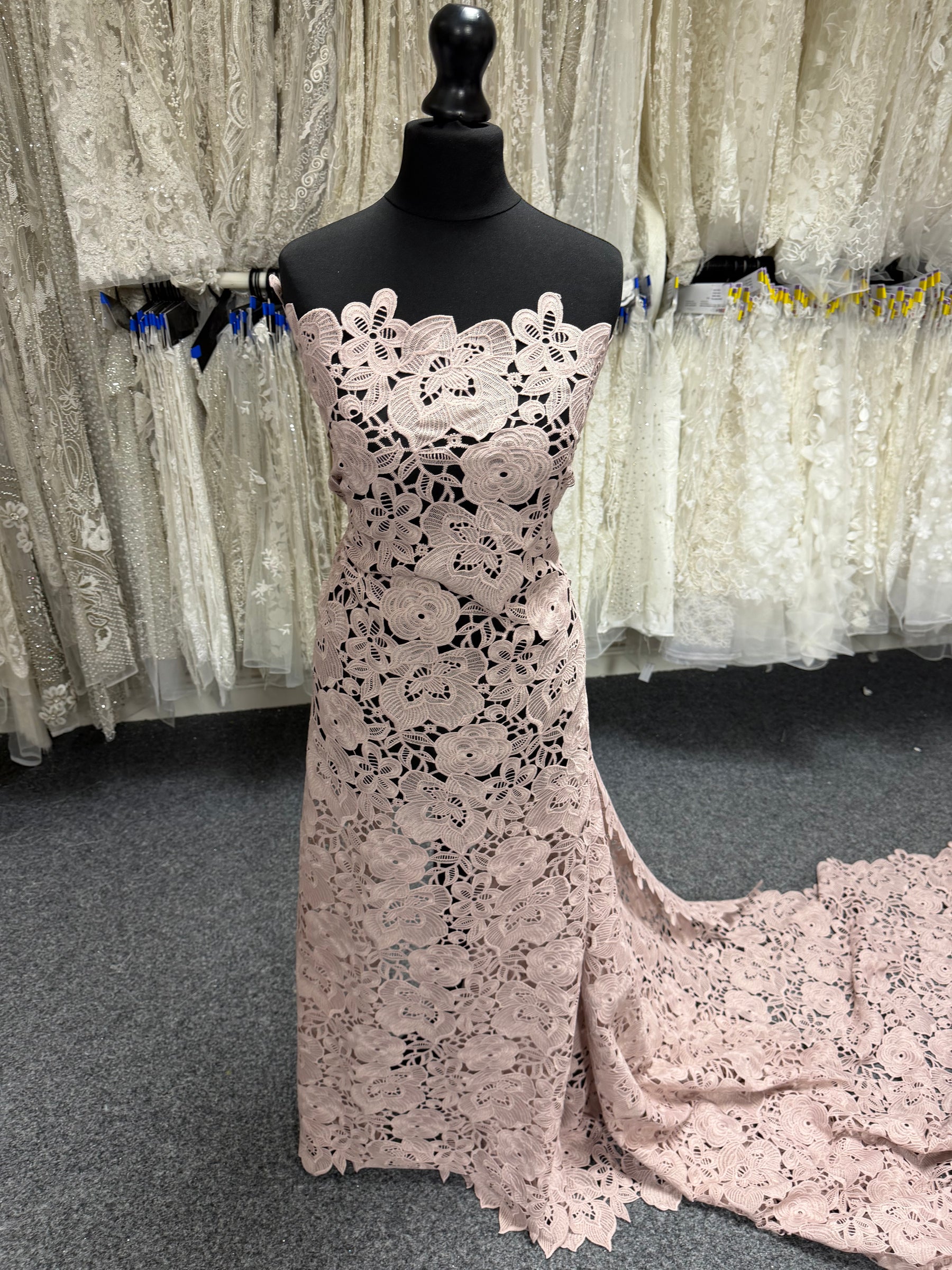 Dentelle Guipure Extensible Rose Foncé - LB2015