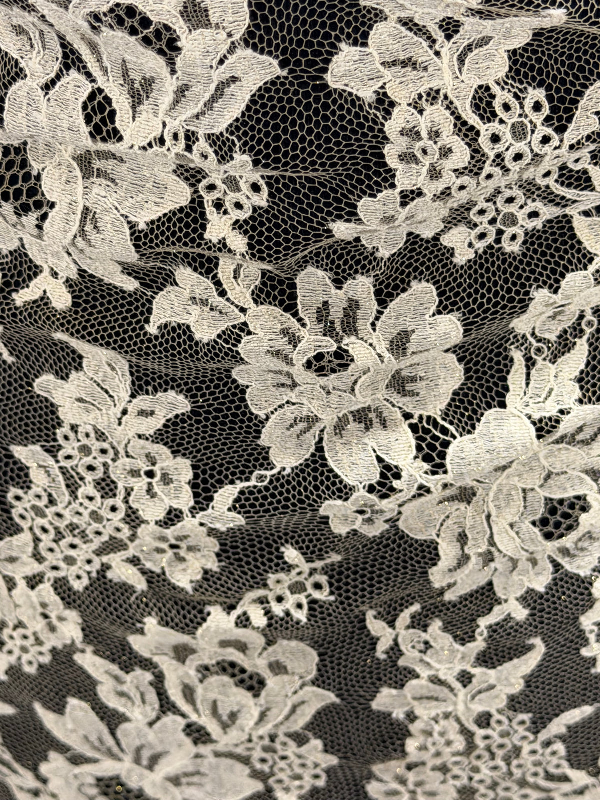 Dentelle française scintillante beige/huître - LA2016