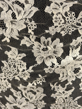 Dentelle française scintillante beige/huître - LA2016