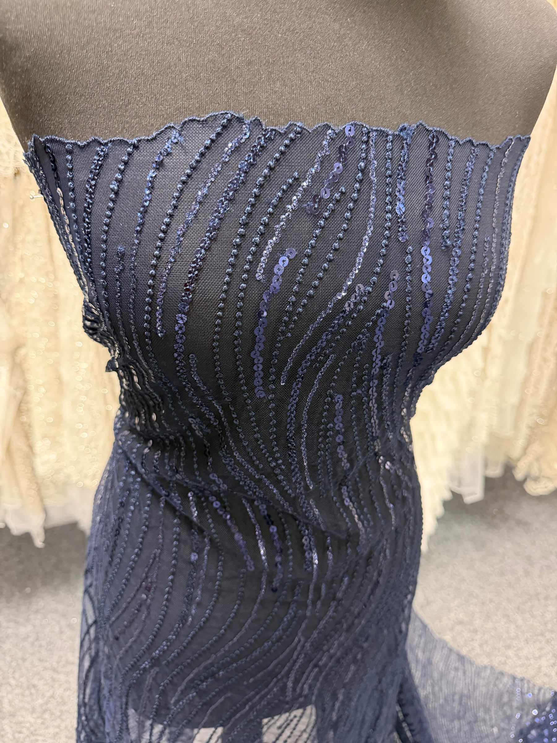 Dentelle à paillettes bleu marine - EB3011