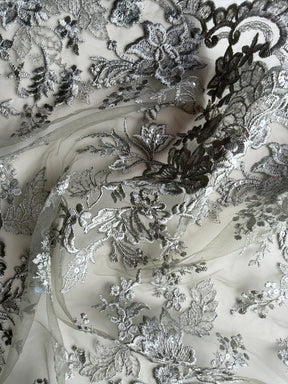 Dentelle à paillettes vert saule - EB3064