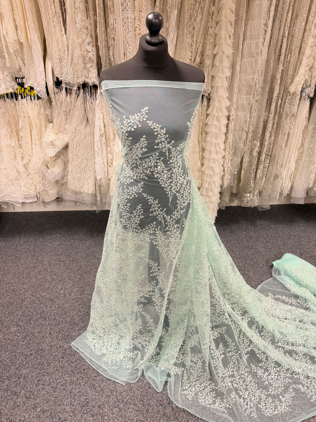 Dentelle à paillettes vert clair - EB3065