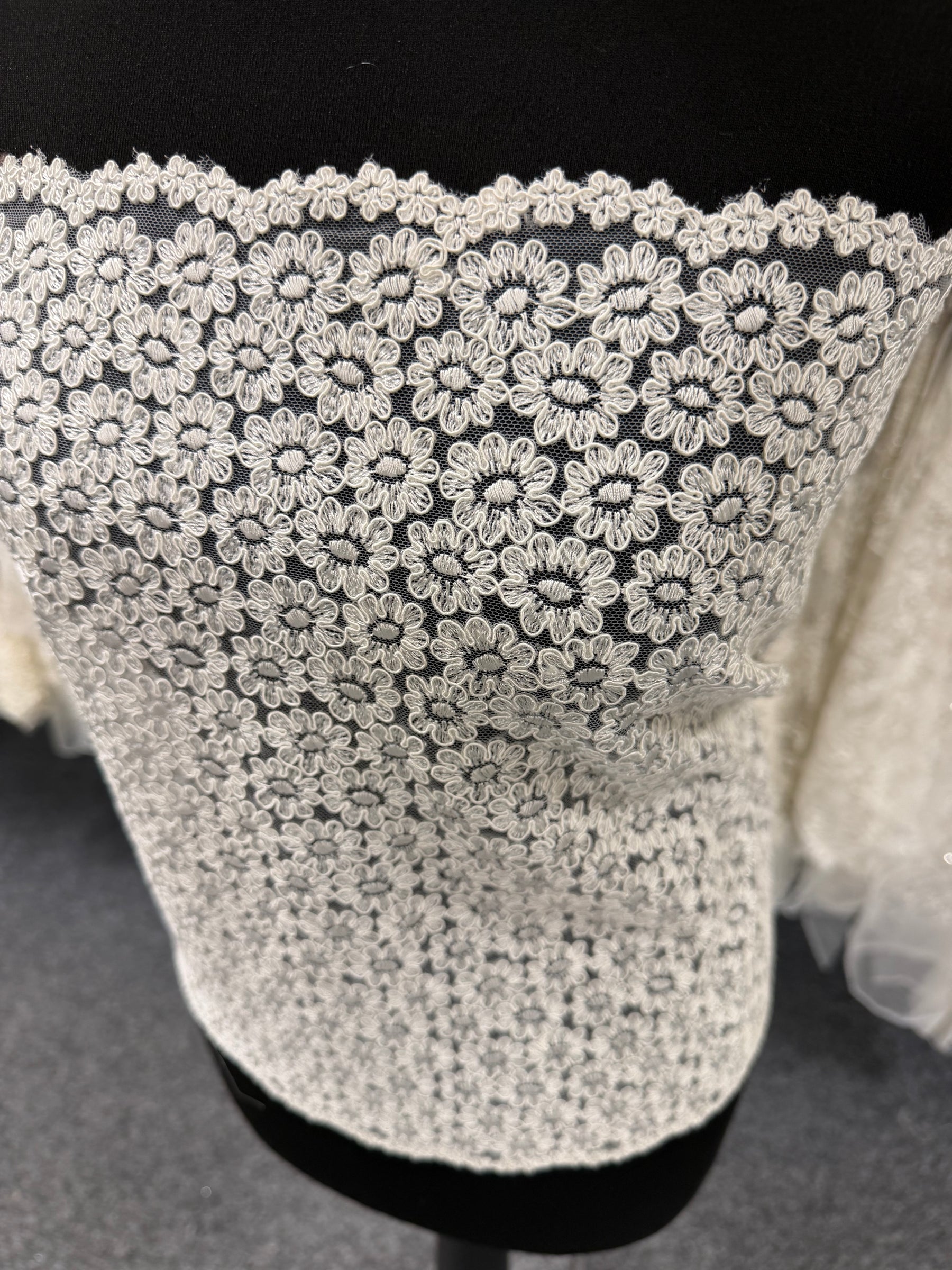 Bordure en dentelle festonnée ivoire - T624