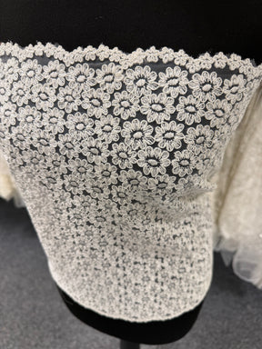 Bordure en dentelle festonnée ivoire - T624