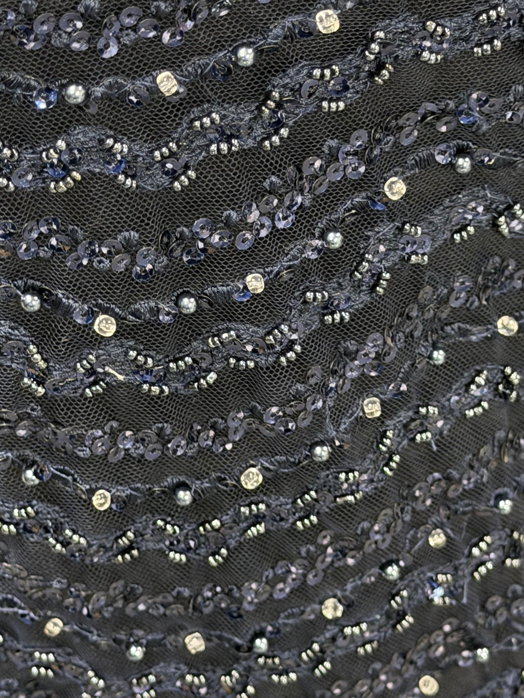 Navy Beaded Lace - P809