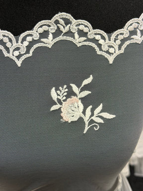 Dentelle brodée ivoire et rose - EB5032