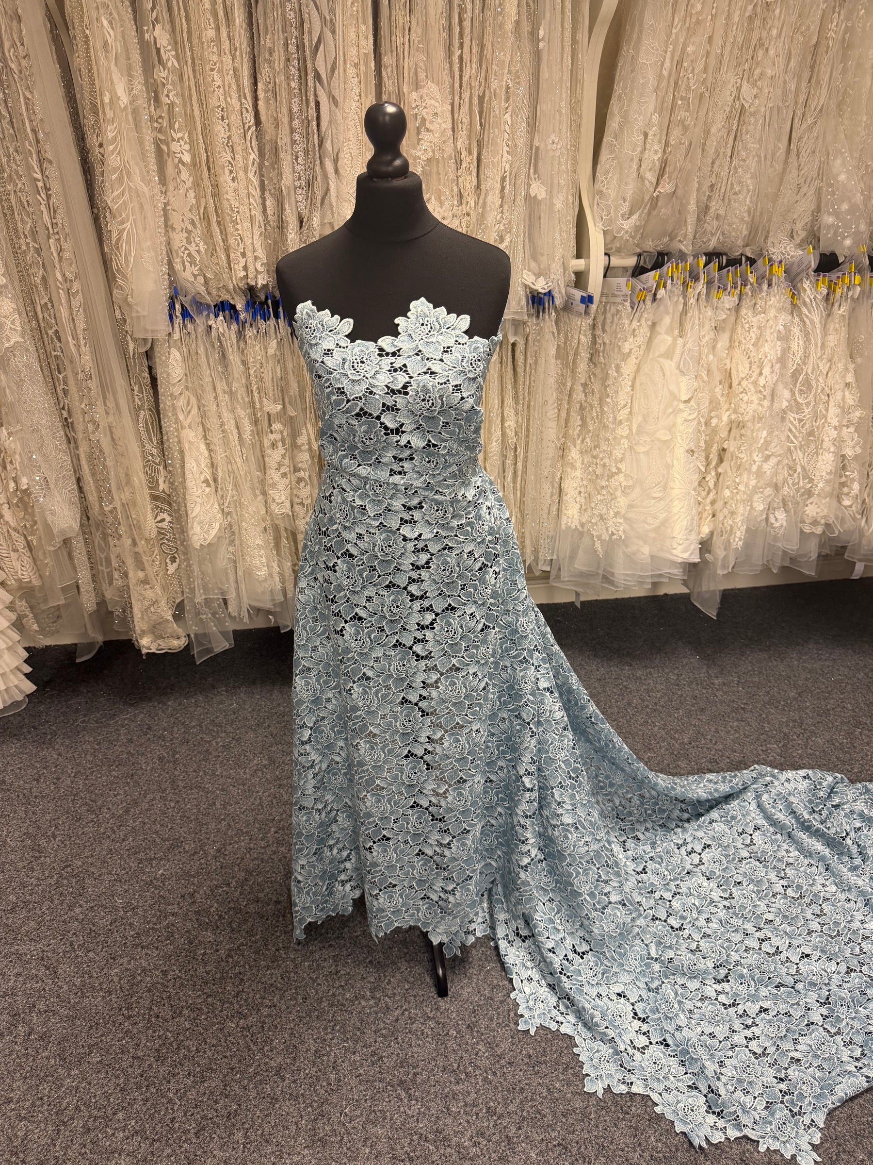 Dentelle Guipure à Paillettes Bleu Canard - LB4003