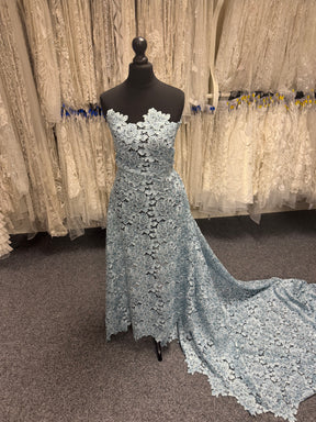 Dentelle Guipure à Paillettes Bleu Canard - LB4003