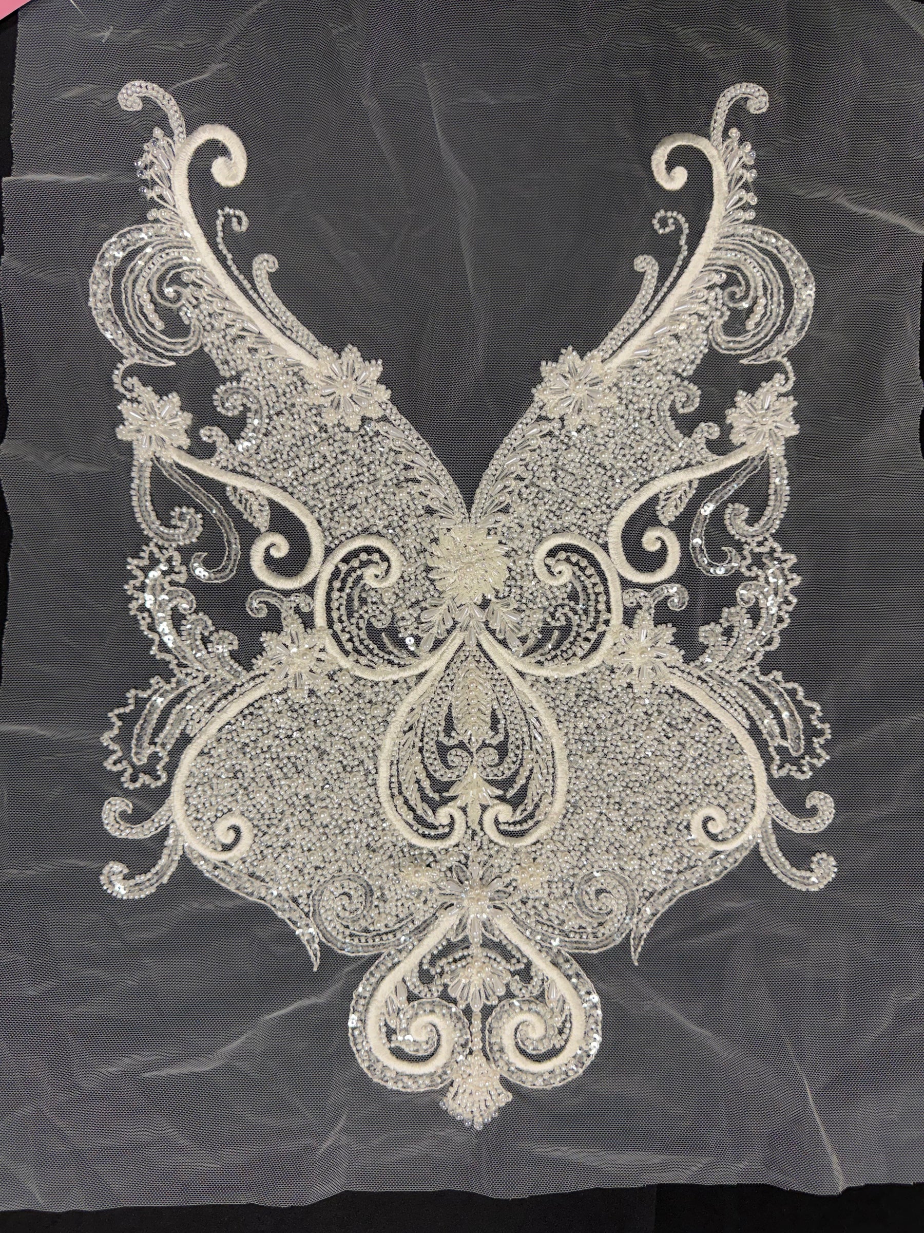 Ivory Beaded Lace Applique - MT3002