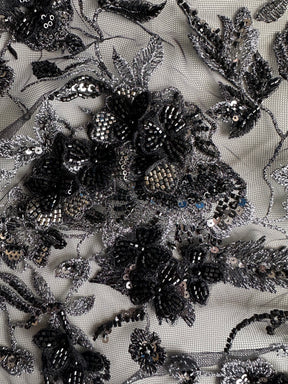 Dentelle brodée noire et argentée - Aretha