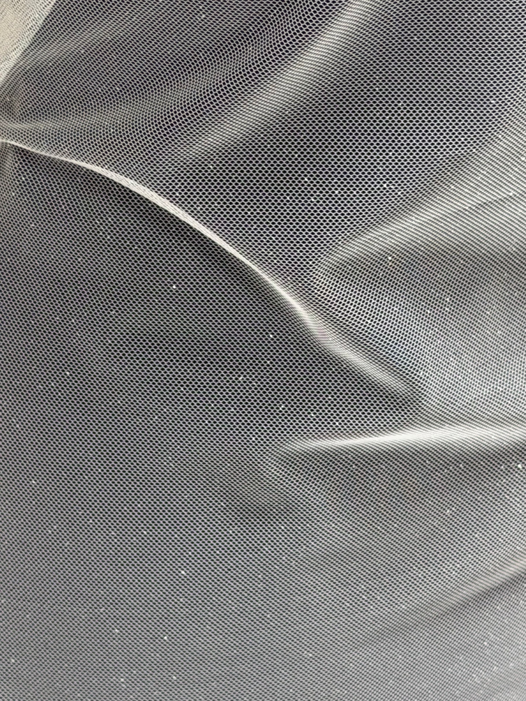 Tulle ivoire à paillettes argentées - TU0053