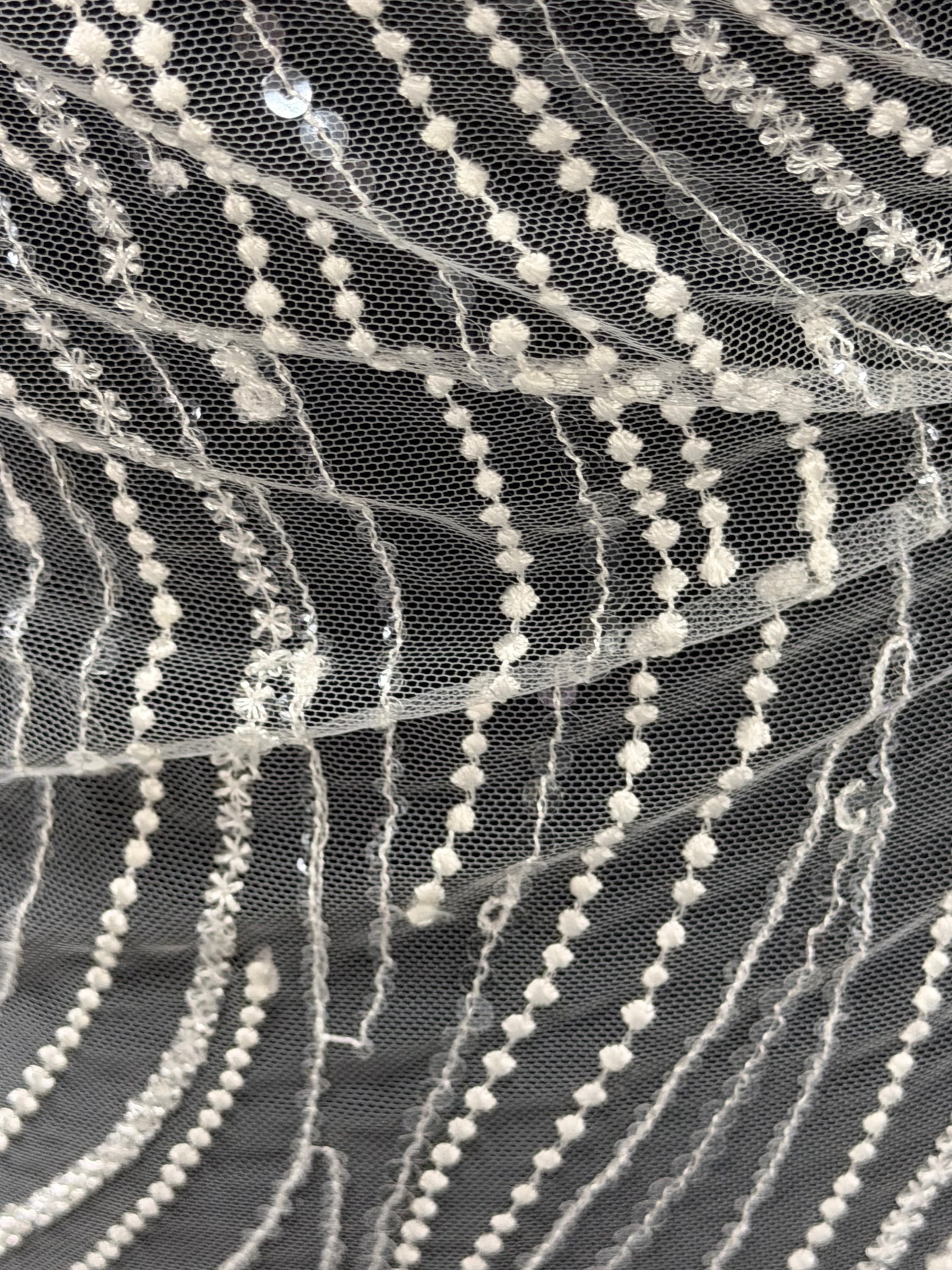 Dentelle à paillettes ivoire - EB3011